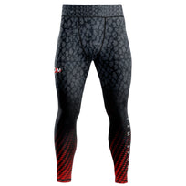 DXM Sports Pantalones de compresión Rash Guard Legging para hombre Spats - Negro/Rojo